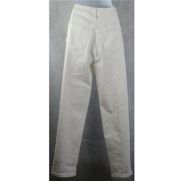 INC Women's Mid-Rise Distressed Boyfriend Jeans, White, Size 4 / 27 Waist - Picture 2 of 2